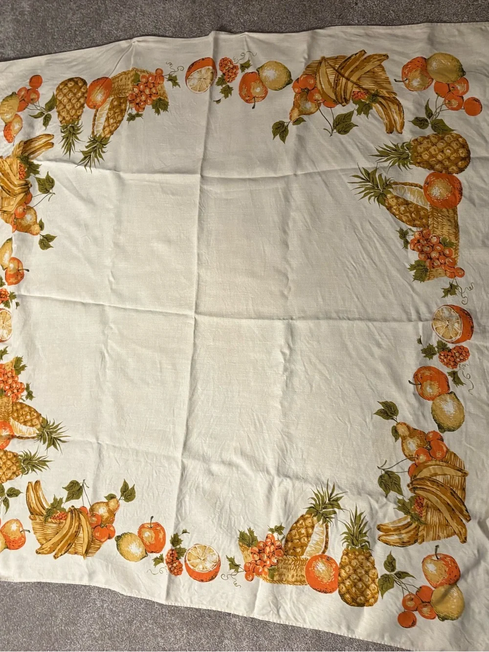 Vintage Fruit Border Tablecloth in Orange and Cream